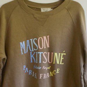 Extremely Rare Maison Kitsune Palais Royal Sweatshirt L Cocoa & Multi Colored EC